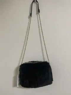 ファーバッグ ショルダーバッグ チェーンベルト 黒 ブラック Honeys 新品