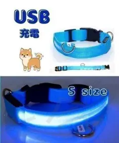 도그 칼라 LED 라이트 블루 S 라이트 컬러 나이트 워킹 USB 충전