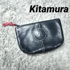 Kitamura キタムラ ミニポーチ 小物入れ レザー ネイビーのサムネイル