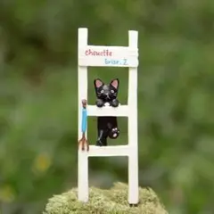 ガーデンピック　ねこ　黒猫　はしご　オーナメント　鉢植え　【1405-680】