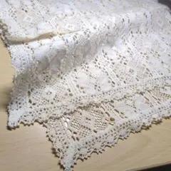 アイボリー レース生地 幾何学模様 約100cm x 150cm