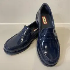 【美品】HUNTER ハンター ローファー レインシューズ ペニー 紺 24.5