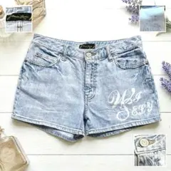 激カワ♡ Y2K 英字ロゴ デニム ショートパンツ韓国 ギャル M Oririn