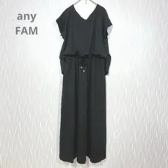 エニィファム） ウエストドローストリング ワンピース フレンチスリーブ きれいめ