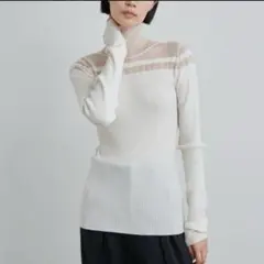 ミースロエ　washableシアーRIB切り替えニットTOPSのサムネイル