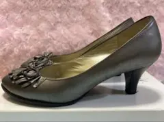 銀座かねまつ22.5cmリボン付きパンプス