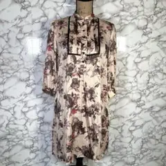 美品　any FAM　（3）　花柄シフォンワンピース　ベージュ系