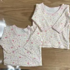 アンダーシャツ 70cm ピンク系 花柄 うさぎ柄　あったか　2枚セット