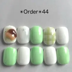 送料無料✴︎Order 44✴︎ベリーショート　3Dネイル　チェック　ハリネズミ