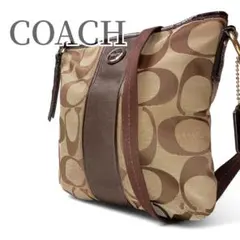 【美品】COACH コーチ ショルダーバッグ シグネチャー キャンバス レザー