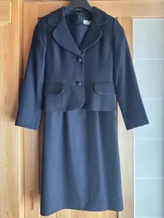 クレージュ　濃紺ワンピーススーツ　柄スカート付３点セット　サイズ36