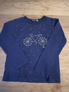 BeBeネイビー 自転車プリント 長袖カットソー 130