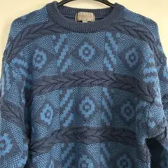 ビンテージ！DEMAIN CLAIR 幾何学模様 ニットセーター