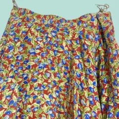 昭和レトロ　ヴィンテージ古着　鮮やかブルーベリーフレアスカート
