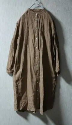 無印良品　フレンチリネン　バンドカラーワンピース