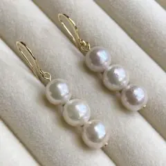 あこや真珠　フックピアス　F637