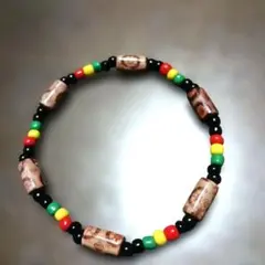幸せを招くローマのビーズ 　木製ブレスレット