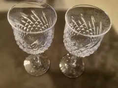 クリスタルカットガラス高脚ワイングラス2個セット