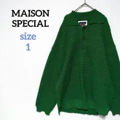 メゾンスペシャル　エアリーメッシュニットプリムオーバーポロ　ワッフル　緑　ミセスのサムネイル