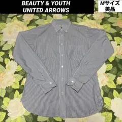美品【値下げOK】BEAUTY & YOUTH ストライプ長袖シャツ M ブルー