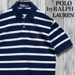 ポロバイラルフローレン　ポロシャツ　半袖　ボーダー柄　刺繍ロゴ　M