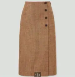 UNIQLO　飾りボタンチェック柄　ラップスカート　S
