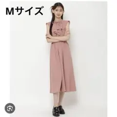 REDYAZEL ストライプシアーラッフルノースリワンピース ピンク Mサイズ