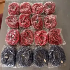 木製ビーズ　赤と青　パック まとめ売り　16セット