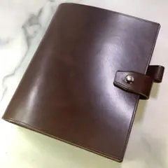 一枚革国産サドルレザー20穴バインダー　A5サイズ　ブラウン　旧タイプ