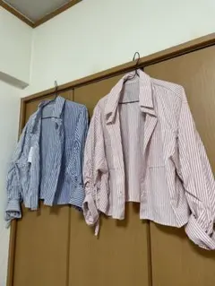【新品】ストライプショート丈シャツ2点セット