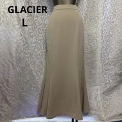 GLACIERベージュ フレアロングスカート ゴムウエスト