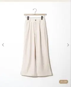 flower ギンガムチェック フレア パンツ ベージュ