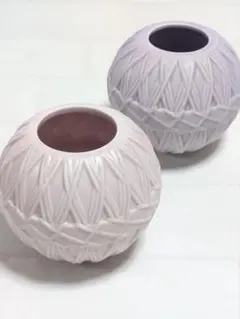 【新品未使用】手毬花器　マットピンクマットパープル2個セット
