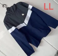 訳ありLLサイズメンズ胸反射プリントパーカージャケットグレーネイビー