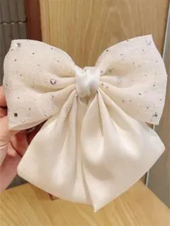 リボン型バレッタ ビジュー