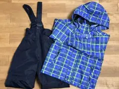 yok 子ども用スキーウェア 青と緑のチェック柄 スノボウェア