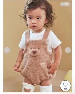 新品未使用　ジェラートピケ　ジェラピケ　ベビー　ベビモコはちみつベアロンパースのサムネイル