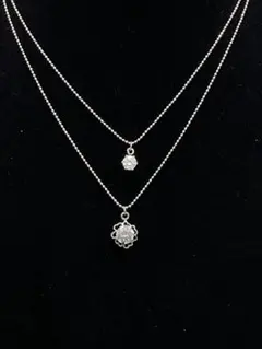 50.274【ネックレス】ヴィンテージ　アンティーク　2連目ストーン