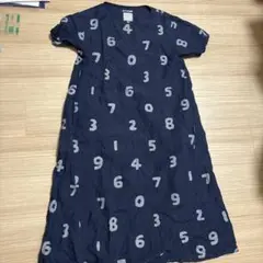 ネイビー 数字プリント ワンピース