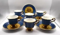 ノリタケ　スタジオ・コレクション　ブルー金彩デミタスカップ６客セット