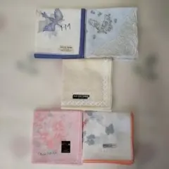ハンカチ５枚セット（鳥・花・蝶・幾何学柄）
