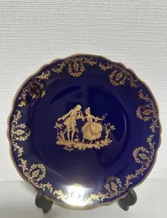 Limoges プレート 飾り皿 ロココ調 金彩 ネイビーのサムネイル