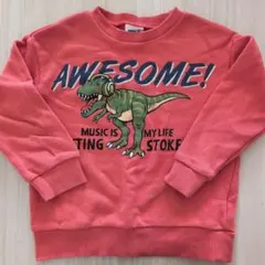 BREEZE　ブリーズ 恐竜 プリント 刺繍トレーナー 110cm レッド 赤
