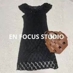 EN FOCUS STUDIO ドット シアーワンピース ブラック フレンチ袖のサムネイル