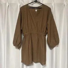 ダイヤ柄 レースチュニック ブラウン　しまむら