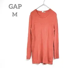 ギャップ　長袖Tシャツ　 M レッド系　ニット　プルオーバー　カジュアル　ロング