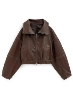 GRL 襟2Way配色ステッチダブルジップレザーブルゾン