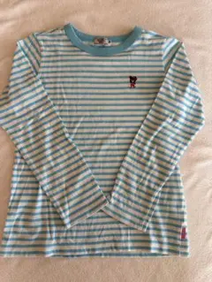 ダブルビー 長袖カットソー ロンT 水色と白のストライプ 130 女の子