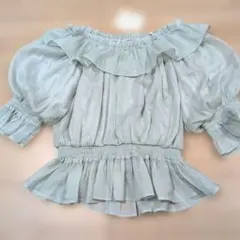 新品 フィント F&A シアーオフショルオーバーブラウス 半袖カットソー フリルのサムネイル