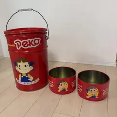 ペコちゃん&ポコちゃんスツール缶2個セット 空き缶ドラム缶 クッション付き ペコちゃん&ポコちゃんスツール缶2個セット 空き缶ドラム缶 クッション